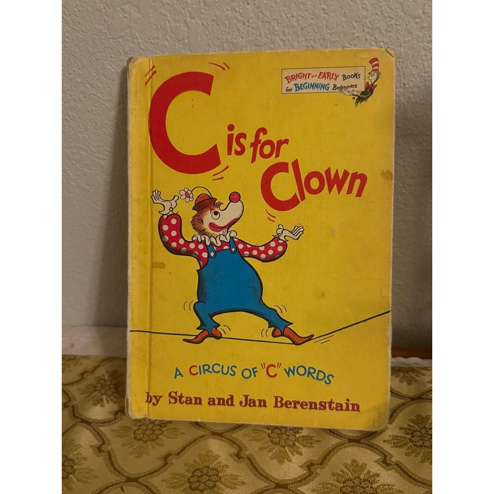 Vintage C is for Clown Book 1972 Berenstain Beginner Book Kids Circus Collectibl